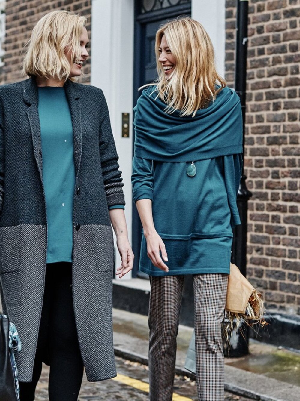 J. Jill Two-Tone Navy and Charcoal Button-Front Long Cardigan LT